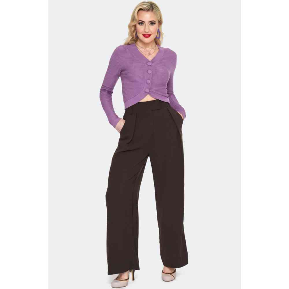 Voodoo Vixen - Brown Pleated Weite Hose - Braun